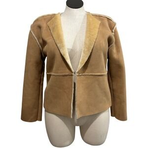 Axcess Liz Claiborne Faux Suede Fur Lined Collar Jacket Women's Large‎
